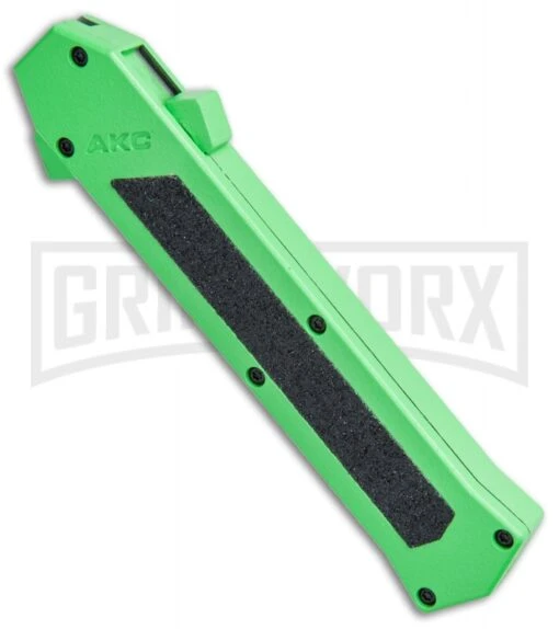 AKC F-16 Green D/A OTF Automatic Knife - Bayo Satin Plain -AKC Knife Shop AKC F 16 Green DA OTF Bayo Satin Plain BP 23855 jr spine large