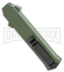 AKC F-16 OD Green D/A OTF Automatic Knife - Bayo Two TonePlain -AKC Knife Shop AKC F 16 OD Green D A OTF Automatic Knife Bayo Two TonePlain GX 35588 LS Side large