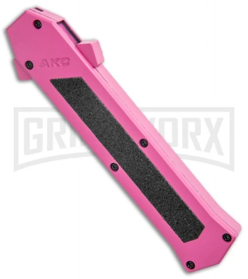 AKC F-16 Pink D/A OTF Automatic Knife - Dagger Satin Plain -AKC Knife Shop AKC F 16 Pink DA OTF Auto Dagger Satin GX 37627 jr spine large