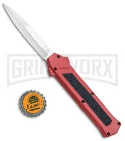 AKC F-16 Red D/A OTF Automatic Knife - Bayo Satin Plain -AKC Knife Shop AKC F 16 Red DA OTF Bayo Satin Plain BP 23854 jr bottlecap large