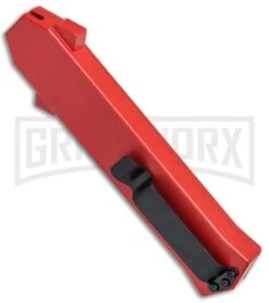 AKC F-16 Red D/A OTF Automatic Knife - Bayo Satin Plain -AKC Knife Shop AKC F 16 Red DA OTF Bayo Satin Plain BP 23854 jr side large