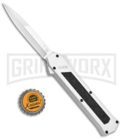 AKC F-16 White D/A OTF Automatic Knife - Bayo Satin Plain -AKC Knife Shop AKC F 16 White DA OTF Bayo Satin Plain BP 23853 jr bottlecap large