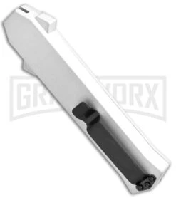 AKC F-16 White D/A OTF Automatic Knife - Bayo Satin Plain -AKC Knife Shop AKC F 16 White DA OTF Bayo Satin Plain BP 23853 jr side large