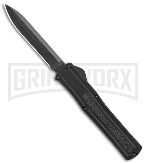 AKC F-20 Black D/A OTF Automatic Knife - Spear Point Black Plain -AKC Knife Shop AKC F 20 DA Dagger OTF Auto Black Black BHQ 140839 jr large