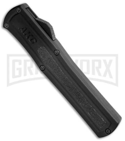 AKC F-20 Black D/A OTF Automatic Knife - Spear Point Black Plain -AKC Knife Shop AKC F 20 DA Dagger OTF Auto Black Black BHQ 140839 jr spine large