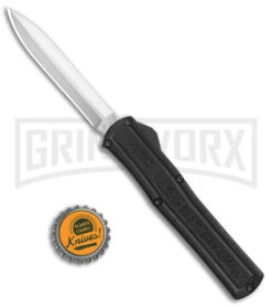 AKC F-20 Black D/A OTF Automatic Knife - Satin Dagger Plain -AKC Knife Shop AKC F 20 DA Dagger OTF Auto Black Satin BHQ 141074 jr bottlecap 2 large