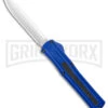 AKC F-20 Blue D/A OTF Automatic Knife - Spear Point Satin Plain -AKC Knife Shop AKC F 20 DA Dagger OTF Auto Blue Satin BHQ 140833 jr large