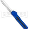 AKC F-20 Blue D/A OTF Automatic Dagger Knife - Satin Plain -AKC Knife Shop AKC F 20 DA Dagger OTF Auto Blue Satin BHQ 141098 jr 2 large