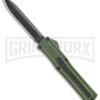 AKC F-20 Green D/A OTF Automatic Knife - Black Plain -AKC Knife Shop AKC F 20 DA Dagger OTF Auto OD Green Black BHQ 140846 jr large