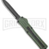 AKC F-20 OD Green Aluminum D/A OTF Automatic Knife - Dagger Black Plain -AKC Knife Shop AKC F 20 DA Dagger OTF Auto OD Green Black BHQ 146285 jr large