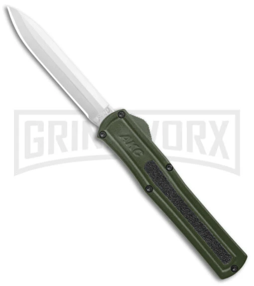 AKC F-20 OD Green D/A OTF Automatic Knife - Satin Plain -AKC Knife Shop AKC F 20 DA Dagger OTF Auto OD Green Satin BHQ 140493 jr large