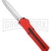 AKC F-20 Red Aluminum DBL Dagger OTF Automatic Knife - Satin Plain -AKC Knife Shop AKC F 20 DA Dagger OTF Auto Red Aluminum Satin BHQ 179208 jr large