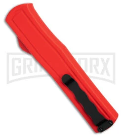 AKC F-20 Red Aluminum DBL Dagger OTF Automatic Knife - Satin Plain -AKC Knife Shop AKC F 20 DA Dagger OTF Auto Red Aluminum Satin BHQ 179208 jr side large