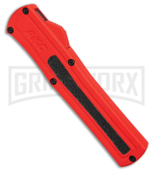 AKC F-20 Red Aluminum DBL Dagger OTF Automatic Knife - Satin Plain -AKC Knife Shop AKC F 20 DA Dagger OTF Auto Red Aluminum Satin BHQ 179208 jr spine large