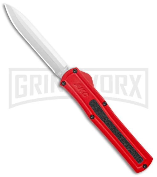 AKC F-20 Red D/A OTF Automatic Knife - Satin Plain -AKC Knife Shop AKC F 20 DA Dagger OTF Auto Red Satin BHQ 140483 jr large