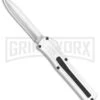 AKC F-20 White D/A OTF Automatic Knife - Dagger Satin Plain -AKC Knife Shop AKC F 20 DA Dagger OTF Auto White Satin BHQ 141065 jr 2 large