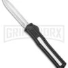 AKC F-20 Black W/ White Inlay D/A OTF Automatic Knife - Satin Plain -AKC Knife Shop AKC F 20 DA SP OTF Auto Black White Inlay Satin BHQ 152917 jr large