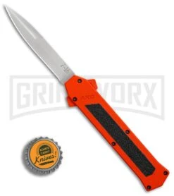 AKC F-16 Orange D/A OTF Automatic Knife - Bayo Satin Plain -AKC Knife Shop AKC F16 Orange DA Bayo Satin Plain BP 25689 er bottlecap large