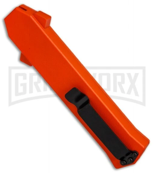 AKC F-16 Orange D/A OTF Automatic Knife - Bayo Satin Plain -AKC Knife Shop AKC F16 Orange DA Bayo Satin Plain BP 25689 er side large