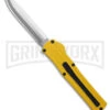 AKC F-20 D/A Drop Point Yellow OTF Automatic Knife - Satin Plain -AKC Knife Shop AKC F20 DA DP OTF AK Yelow 3in Satin BHQ 178601 td large