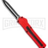 AKC F-20 D/A Dagger Dark Red Aluminum OTF Automatic Knife - Two Tone Plain -AKC Knife Shop AKC F20 DA Dagger OTF AK Red Alum 3in Two Tone BHQ 178590 td large