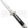 AKC 7.75" Leverletto Ebony Automatic Knife - Satin Bayonet -AKC Knife Shop AKC Leverletto LL Auto Ebony Bayo BHQ 92878 jr large