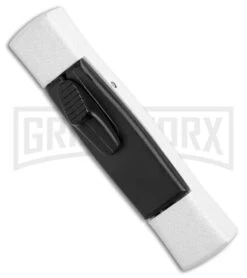 AKC Minion Concord White/Black OTF Automatic Knife - Flat Grind Black Plain -AKC Knife Shop AKC Minion Concord White Black OTF Auto Flat Grind Black Plain GX 14514 jr spine large