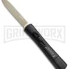 AKC Concord Black OTF Automatic Knife - Flat Gold Plain -AKC Knife Shop AKC OTF Black Concord Gold Flat BHQ 52360 jr large