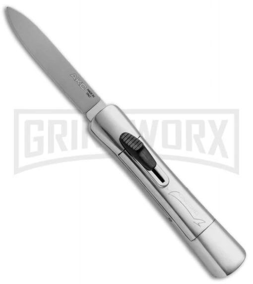 AKC Concord Polished OTF Automatic Knife - Satin Plain -AKC Knife Shop AKC OTF Concord Silver Dagger BHQ 52365 jr large