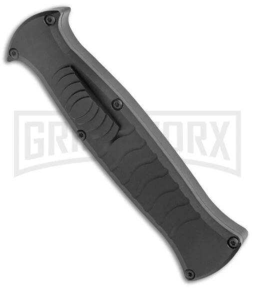 AKC X-treme EVO Black OTF Automatic Knife W/ Pocket Clip - Satin Plain -AKC Knife Shop AKC X Treme EVO OTF Auto Black Satin DP BHQ 141226 jr spine large