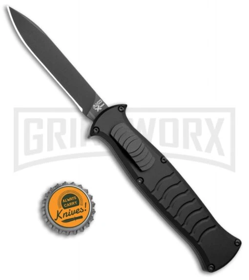 AKC X-treme EVO Black OTF Automatic Knife W/ Pocket Clip - Black Plain -AKC Knife Shop AKC X treme EVO OTF Auto Black Black BHQ 105415 jr bottlecap large 1