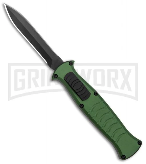 AKC X-treme EVO Green OTF Automatic Knife - Dagger Black Plain -AKC Knife Shop AKC X treme EVO OTF Auto Dagger Green Black GX 37364 jr large