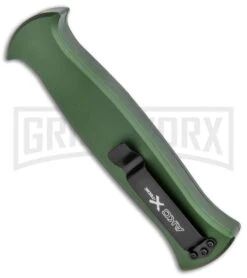 AKC X-treme EVO Green OTF Automatic Knife - Satin Plain -AKC Knife Shop AKC X treme EVO OTF Auto Green Satin DE Dagger BHQ 134949 jr side 2 large 1