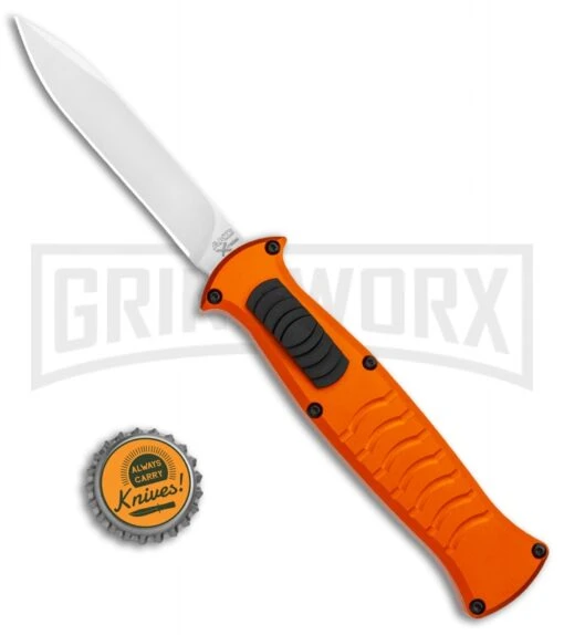 AKC X-treme EVO Orange OTF Automatic Knife - Satin Plain -AKC Knife Shop AKC X treme EVO OTF Auto Orange Satin BHQ 114657 jr bottlecap large