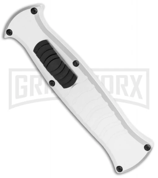 AKC X-treme EVO Silver OTF Automatic Knife - Black Plain -AKC Knife Shop AKC X treme EVO OTF Auto Silver Black BHQ 114658 jr spine large