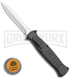 AKC X-treme EVO Black OTF Automatic Knife - Satin Plain Dagger -AKC Knife Shop AKC X treme EVO OTF Automatic Knife Black 3.5 Satin Dagger BHQ 119723 LS Bottlecap large