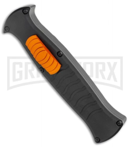 AKC X-treme EVO Black / Orange Slide OTF Automatic Knife - Black Plain Dagger -AKC Knife Shop AKC X treme EVO OTF Automatic Knife Black Orange Slide 3.5 Black Dagger BHQ 119626 LS Spine large