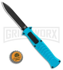 AKC X-treme EVO Blue OTF Automatic Knife - Black Plain -AKC Knife Shop AKC X treme EVO OTF Automatic Knife Blue 3.5in Black EVO LBB BHQ 114336 LS Bottlecap large