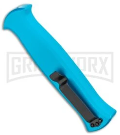 AKC X-treme EVO Blue OTF Automatic Knife - Black Plain -AKC Knife Shop AKC X treme EVO OTF Automatic Knife Blue 3.5in Black EVO LBB BHQ 114336 LS Side large