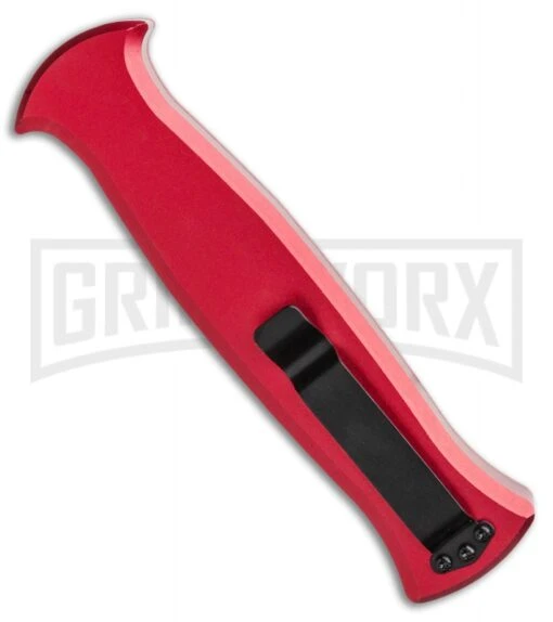 AKC X-treme EVO RB OTF Automatic Knife - Red Black Plain -AKC Knife Shop AKC X treme EVO OTF Automatic Knife Red 3.5in Black EVO ROB BHQ 115345 LS Side large