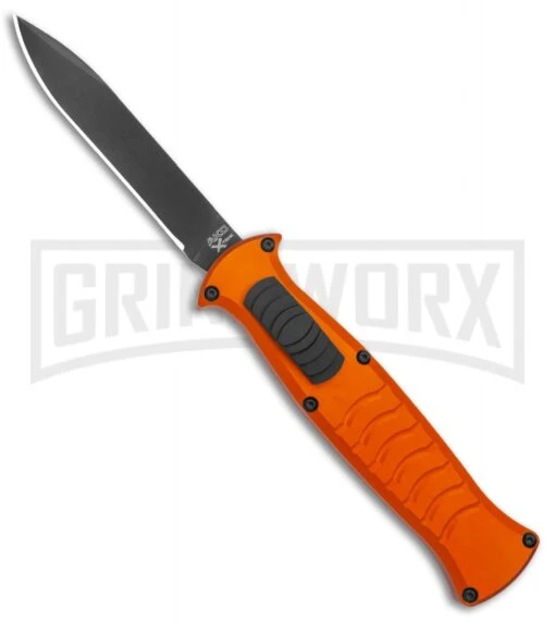 AKC X-treme EVO Orange OTF Automatic Knife - Black Plain -AKC Knife Shop AKC X treme Evo Auto Orange Black BHQ 105416 jr large