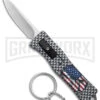 American Flag Mini Dog Tag Gray Carbon Fiber D/A OTF Auto Knife -Satin Plain -AKC Knife Shop American Flag Mini Dog Tag CF DA Auto Satin BHQ 175038 jr large