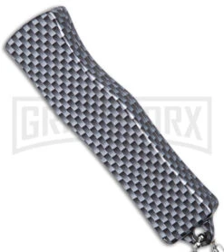 American Flag Mini Dog Tag Gray Carbon Fiber D/A OTF Auto Knife -Satin Plain -AKC Knife Shop American Flag Mini Dog Tag CF DA Auto Satin BHQ 175038 jr side large