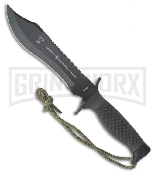 Armada Midnight Finish OD Green Polymer Fixed Blade Knife - Black Plain -AKC Knife Shop Armada Midnight Finish OD Green Polymer black plain BHQ 57001 er large