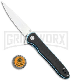 Artisan Cutlery Small Shark Black G-10/Blue Folding Knife - SW Plain -AKC Knife Shop Artisan Cutlery Small Shark Liner Lock Knife Black G 10 Stonewash BHQ 90009 kp bottlecap jr large