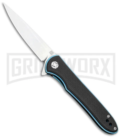 Artisan Cutlery Small Shark Black G-10/Blue Folding Knife - SW Plain -AKC Knife Shop Artisan Cutlery Small Shark Liner Lock Knife Black G 10 Stonewash BHQ 90009 kp jr large