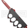 Atomic 1918 Gray OTF Automatic Knuckle Dagger Knife - Red Plain -AKC Knife Shop Atomic 1918 Gray OTF Automatic Knuckle Knife Dagger Red Satin GX 41589 td large