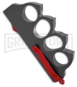 Atomic 1918 Gray OTF Automatic Knuckle Dagger Knife - Red Plain -AKC Knife Shop Atomic 1918 Gray OTF Automatic Knuckle Knife Dagger Red Satin GX 41589 td side large