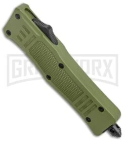 Atomic Defender Mini OTF Automatic Knife Army Green - Two Tone Serr Tanto -AKC Knife Shop Atomic Defender Mini OTF Auto Army Green TT Tanto Serr GX 37551 jr spine large