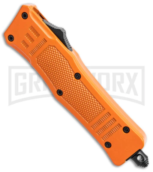 Atomic Defender Mini OTF Automatic Knife Orange - Two Tone Dagger -AKC Knife Shop Atomic Defender Mini OTF Auto Orange TT Dagger BHQ 141104 jr spine large